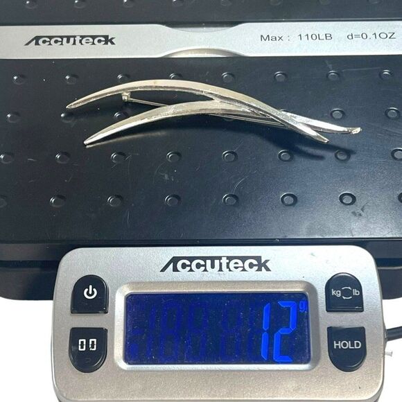 Delphine Nardin Paris Silver Plated Modernist Pin Broach MCM Retro Statement - Picture 7 of 7